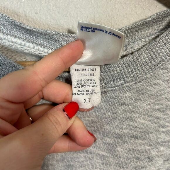 VTG 90s USA Olympics Crewneck Sweatshirt XLT Tall Heathered Gray Distressed - Picture 6 of 12